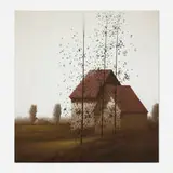 Robert Kipniss, Red Roof, oil on canvas