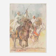 Herman Raymond, Africas: Warriors of the Wind, watercolor and pencil on paper