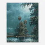 Sam Newton, Moonlit Landscape, oil on canvas board