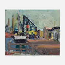 Ernst Rasmussen, Bagved Nordhavn Værftet, 1946, oil on canvas