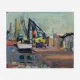 Ernst Rasmussen, Bagved Nordhavn Værftet, 1946, oil on canvas