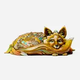 Nano Lopez, Foxy, 2012, bronze with hand-applied patina; giclée print on canvas