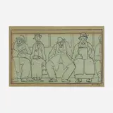 Enid Bell, Subway Riders, ink on paper