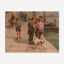 Angelo Brombo, Sciuscia chioggiotti, oil on canvas