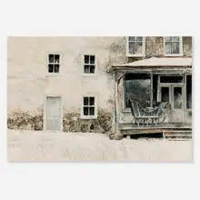 Peter Sculthorpe, Storefront with Sleigh, watercolor and tempera on paper