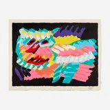 Karel Appel, Pink Cat (from the Cats portfolio), 1979, lithograph in colors