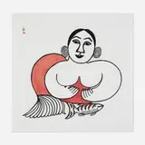 Pitaloosie Saila, Sedna with Fish, 1985, lithograph and stencil in colors