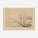 Edvard Munch, Norwegian Landscape, 1908, copperplate drypoint on chine collé