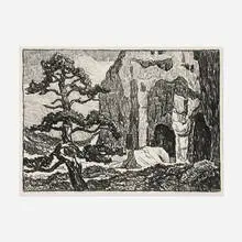 Birger Sandzén, Cliff Dwellings in Frijoles Canyon, 1920, lithograph