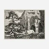Birger Sandzén, Cliff Dwellings in Frijoles Canyon, 1920, lithograph