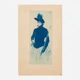 Louis Auguste Mathieu Legrand, La femme au parapluie, c. 1887, etching in colors