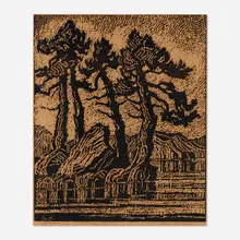 Birger Sandzén, Lake in the Rockies, 1921, woodblock