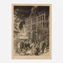 John Sloan, 14th Street, The Wigwam (Tammany Hall), 1928, etching
