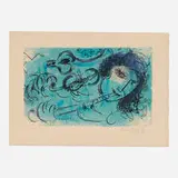 Marc Chagall, Le joueur de flute, 1957, lithograph in colors