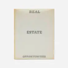 Real Estate Opportunities by Ed Ruscha, 1970, black-and-white offset printing on 80 lb. white Vicksburg vellum paper, sold Apr 2026