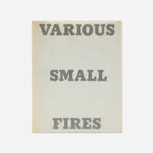 Various Small Fires and Milk by Ed Ruscha, 1964 / 1970, black offset printing with yellow varnish tint overprint on 100 lb. white Vicksburg Vellum text paper, sold Apr 2026