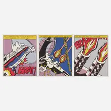 Roy Lichtenstein, As I Opened Fire (triptych), 1966, offset lithograph in colors