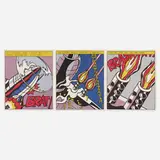 Roy Lichtenstein, As I Opened Fire (triptych), 1966, offset lithograph in colors