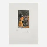 Salvador Dalí, Busca la trufa (from the Les Caprices de Goya de Dalí portfolio), 1977, drypoint, etching and heliogravure in colors with stencil on BFK Rives