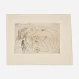 Pablo Picasso, Untitled (from El Entierro del Conde de Orgaz portfolio), 1969, etching with drypoint on folded Romani wove with artist's watermark