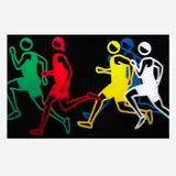 Julian Opie, Men sprinters 1. (from the Sprinters series), 2024, lenticular acrylic panel mounted onto white acrylic