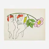 Andy Warhol, Untitled (Plate IV from In The Bottom of My Garden), c. 1956, offset lithograph with hand-coloring
