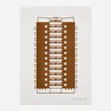 Julian Opie, Apartment 3, 2021, woodcut on Somerset Velvet 300gsm