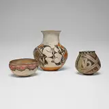 Southwestern Pueblo, Collection of three vessels, painted earthenware