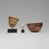 Pre-Columbian, Collection of objects, painted earthenware, carved stone