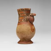 Guanacaste, Polychrome urn with parrot, slip-decorated earthenware