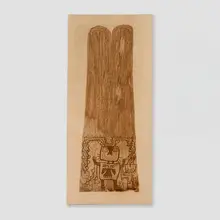 Late Parascas, Painted mummy mask, painted cotton
