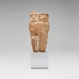 Tembladera Chavin, Whistle in the form of two figures, slip-decorated earthenware with incised decoration and cinnabar highlights