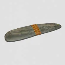 Je stone by Irian Jaya, slate, braided bark fiber, wax, sold Apr 2026