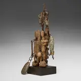 Dogon, Power object, carved wood, iron, stone