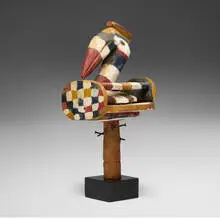 Baga, a-Bamp (bird) headdress, carved and painted wood, nails
