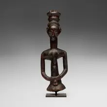 Luba, Fetish figure, carved wood with patina and fetish material