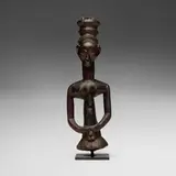 Luba, Fetish figure, carved wood with patina and fetish material