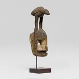 Dogon, Mask with bird, carved wood, pigment, rope