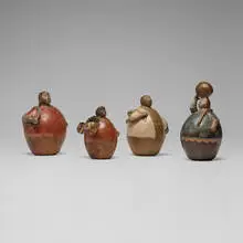 Chulacana, Folk Art figures, set of four, c. 1970, painted earthenware