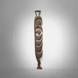 Middle Sepik Karawari River, Yipwon hook figure, carved wood, pigment, seashell
