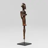 Chokwe, Figural prestige staff, carved wood, nails