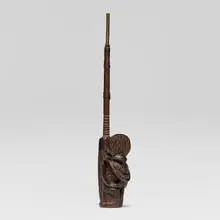 Bamum, Ceremonial pipe, carved wood, copper, tin