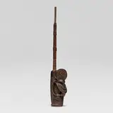 Bamum, Ceremonial pipe, carved wood, copper, tin
