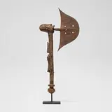 Pende, Ceremonial axe, carved wood, iron
