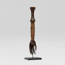 Bushongo, Fly-whisk, carved wood, hair, string