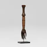Bushongo, Fly-whisk, carved wood, hair, string