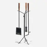 Fireplace tool set, model H609 by George Nelson & Associates, powder-coated steel, walnut, sold Feb 2026