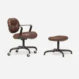 Bruce Hannah and Andrew Morrison, Desk chair from the 2300 series and ottoman, leather upholstery, enameled aluminum, casters