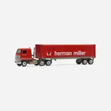 Winross, Herman Miller toy semi-truck with trailer, c. 1985, enameled steel and aluminum, plastic