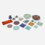 Frances and Michael Higgins, Collection of eighteen table accessories, c. 1960, hand-blown and fused glass